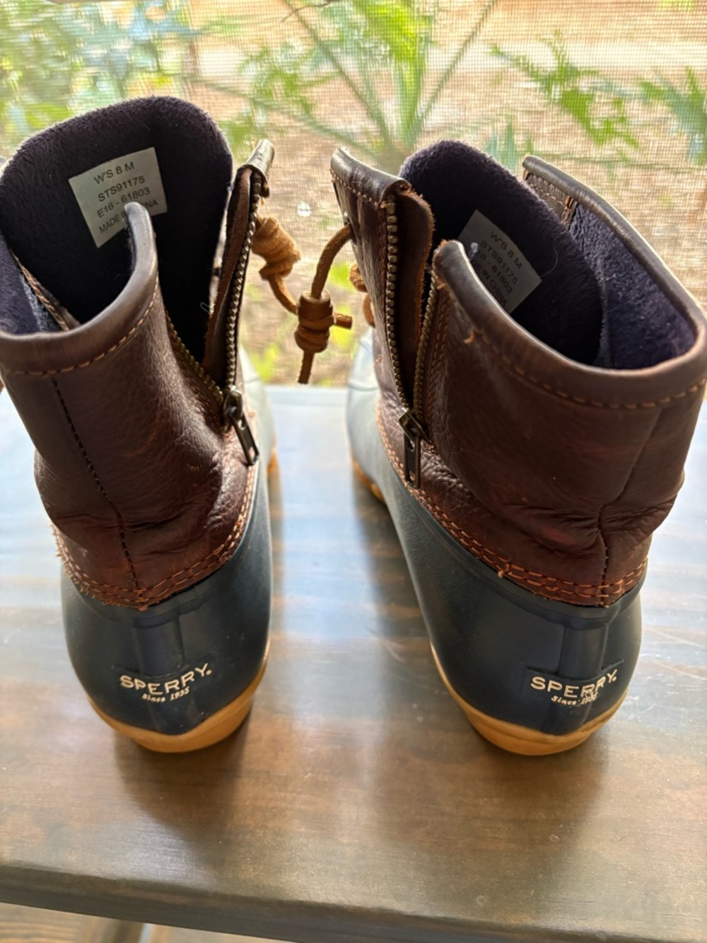 Sperry Saltwater 4-eye Duck Boots •waterproof •navy and brown •size 8 - Picture 13 of 16
